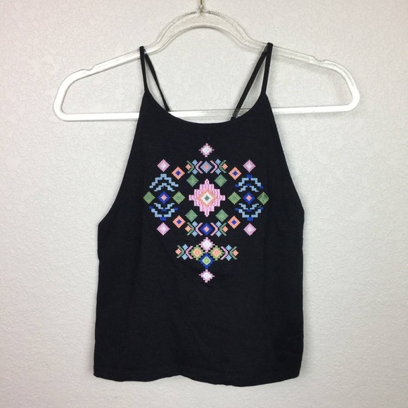 LOVE PEACE & LAZY DAYS Cropped Black Tank Size L - Picture 1 of 6